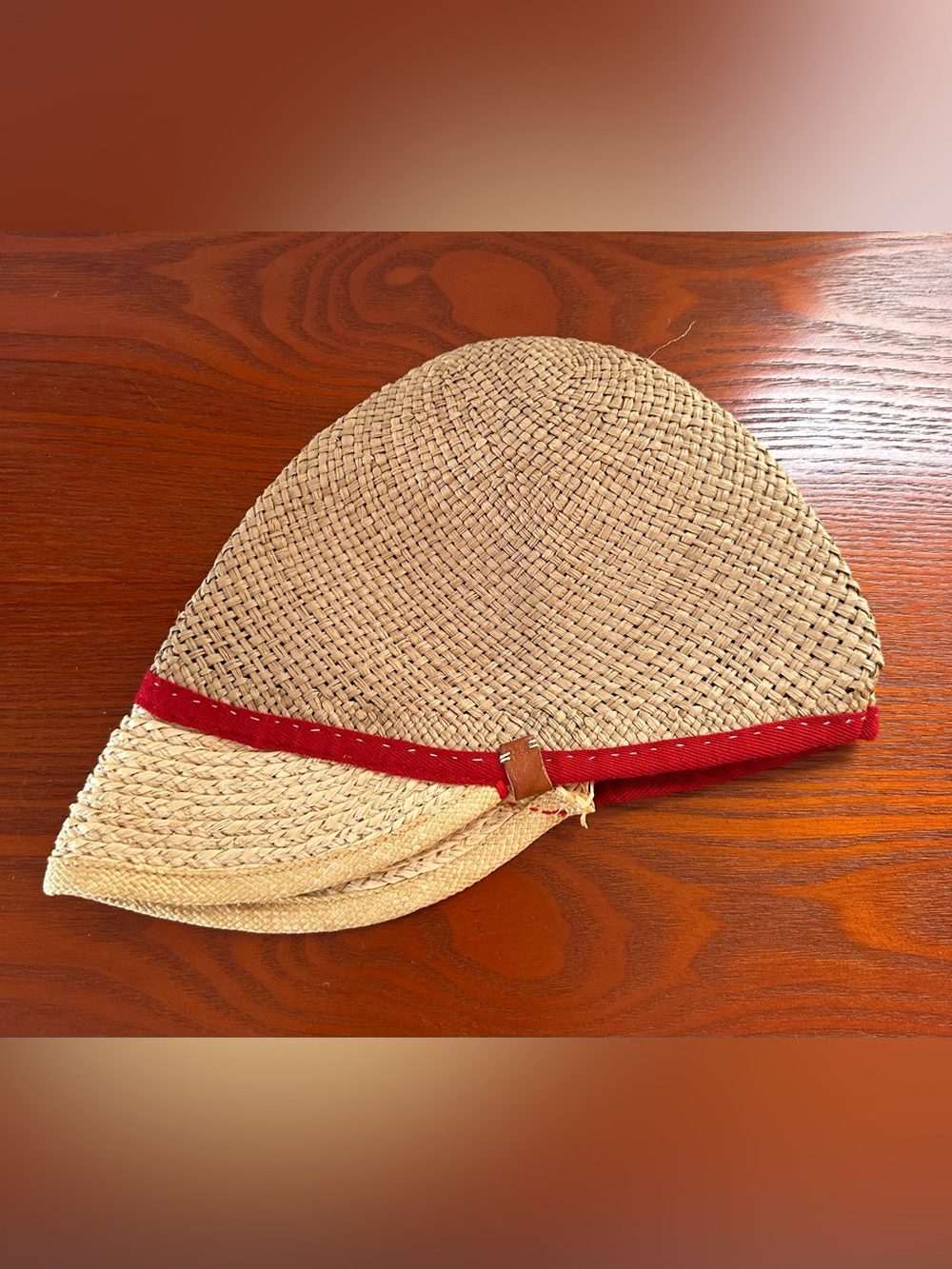 Valeur Woven Straw Sun Visor with Red Trim